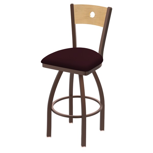 25" Swivel Counter Stool, Bronze Finish, Nat Back, Canter Bordeaux Seat
